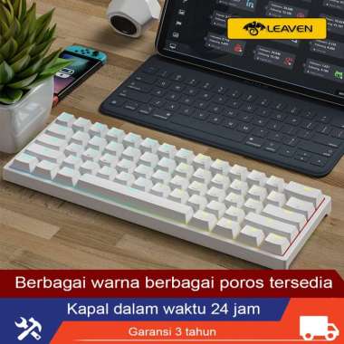 LEAVEN K620 keyboard mechanical tkl rgb murah type-c wired blue switch red switch hotswap mechanical