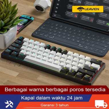 LEAVEN K620 keyboard mechanical tkl rgb murah type-c wired blue switch red switch hotswap mechanical