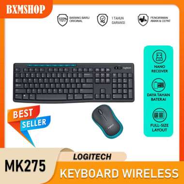 Logitech MK275 Combo Keyboard dan Mouse Wireless Multimedia Keys Original Hitam