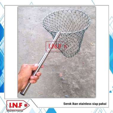 jaring serokan ikan + bahan full stainless + serok ikan besar siap pakai benang nylon