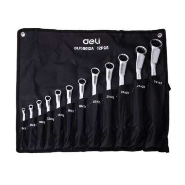 Deli Double Offset Ring Spanner Set / Set Kunci Ring 12 Pcs EDL150012A