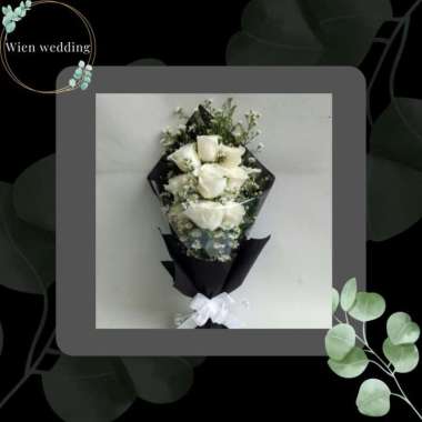 BUCKET BUNGA MAWAR PUTIH ASLI