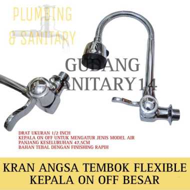 Kran angsa tembok fleksibel kepala on off / Kran wastafel body kran besar / Kran angsa flexible cuci