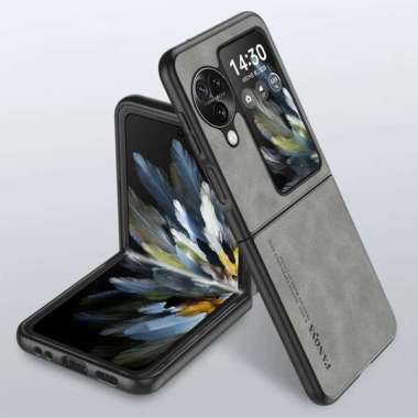 Casing Oppo Find N3 Flip Oppo Find N3 Premium Leather Fanoya FIND N3 FLIP GREY