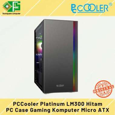 Casing Gaming Komputer PCCOOLER Platinum LM300 ARGB Black | PC Case Tanpa Fan