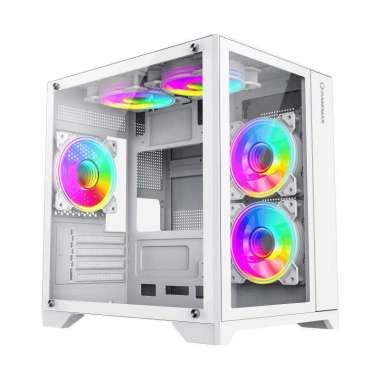 Gamemax Infinity Mini White Black | Casing PC M-ATX ITX | CPU PC Case Putih
