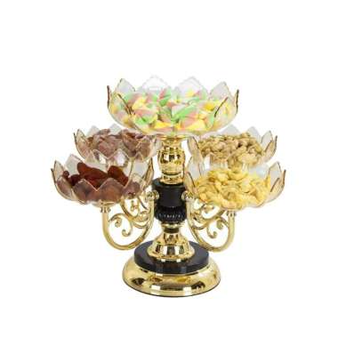 OEM ONE-C1007 Ornamental Fruit Plate Piring Saji Hidangan Buah Kue Crystal Plastik Bisa Putar / Luxu