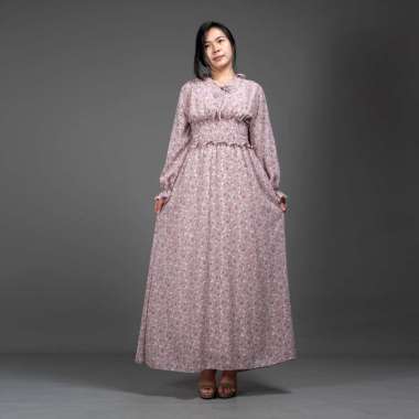 Okechuku SHALMA Gamis Wanita Maxi Dress Long Dress Gaun Muslim Mocca