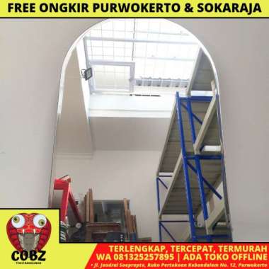 40CM X 60CM / GRAGE Cermin Wastafel Kaca Kamar Mandi 1/2 Bulat Set