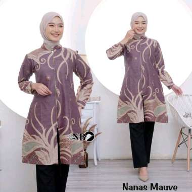 Tunik Batik Wanita| Tunik Batik Resleting| Baju Batik Wanita| Baju Atasan Wanita XXXL ungu
