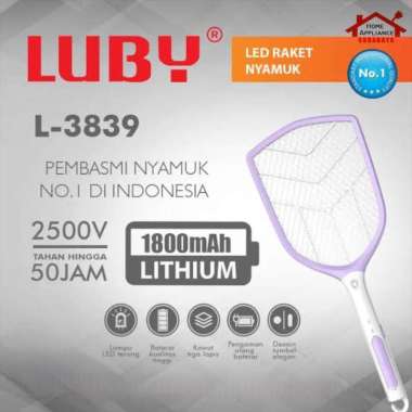 LUBY Raket Nyamuk Listrik Charger Baterai Lithium L-3881/3882/3883/3838/3839/3851/3852/3853/3865/387