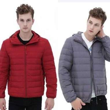 VERISH Jaket Bulu Angsa Pria Big Size Jumbo Anti Dingin Anti Air Untuk Winter Maroon hoodie XXL