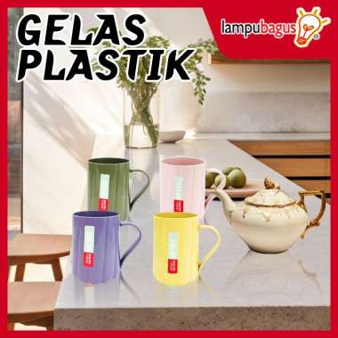 Gelas Plastik Gagang anti panas / Mug Plastik Gagang Kuning