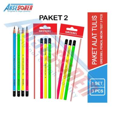 Aksesoren Paket Pencil 3 Pcs Greebel / Polos / Karakter / Alat Tulis Pencil Hemat / Perlengkapan Sek