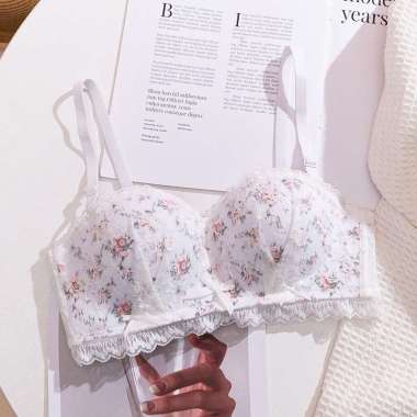 Bra wanita push up tanpa kawat motif BH floral Darlies bunga Pakaian dalam wanita pushup beha cantik