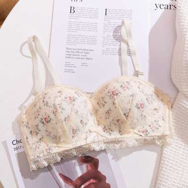 Bra wanita push up tanpa kawat motif BH floral Darlies bunga Pakaian dalam wanita pushup beha cantik