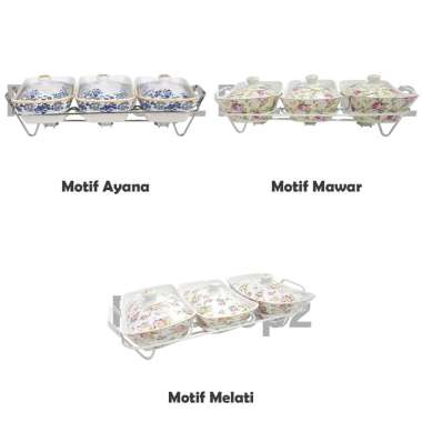 ZS Tempat Wadah Saji Makanan Prasmanan Keramik Set Vicenza Random