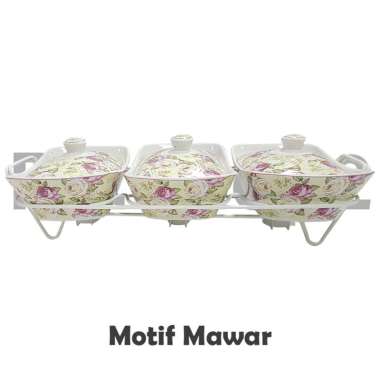 ZS Tempat Wadah Saji Makanan Prasmanan Keramik Set Vicenza Mawar