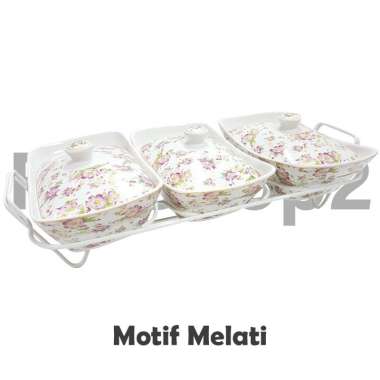 ZS Tempat Wadah Saji Makanan Prasmanan Keramik Set Vicenza Melati