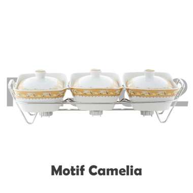 ZS Tempat Wadah Saji Makanan Prasmanan Keramik Set Vicenza Camelia