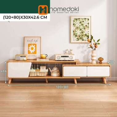 Homedoki Meja Tv / Rak Tv / Lemari Tv / Meja Tv Minimalis Modern / Meja Tv Kayu Murah 42.6×30×(120+8