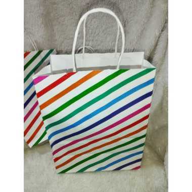 Paper bag / Tas kertas Fancy Vis-1 Motif Uk 27x21x11cm, Motif Polka Garis