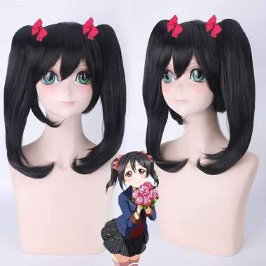 Verish LOL-153 wig rambut wig daily lolita cosplay love live nico yazawa twintail hitam