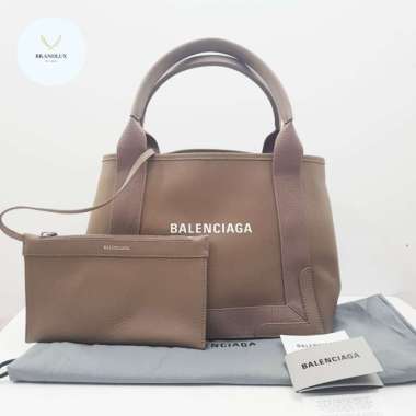 BALENCIAGA Cabas tote bag leather mink grey (brown) - 100% Authentic