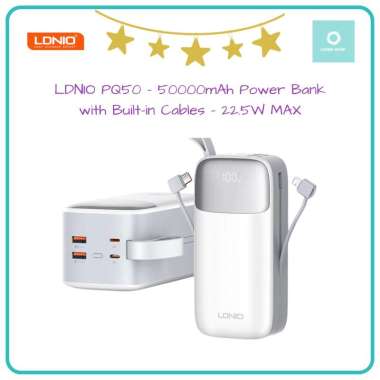 LDNIO PQ50 - 50000mAh Power Bank with Built-in Cables - 22.5W MAX