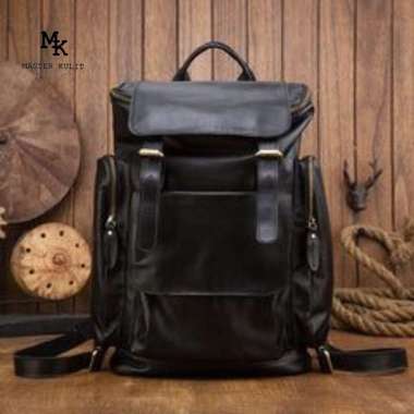 VERISH Tas Ransel Kulit Vintage Crezy Horse Original mk037 Hitam