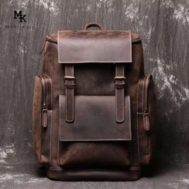 VERISH Tas Ransel Kulit Vintage Crezy Horse Original mk037 Coklat Tua CH