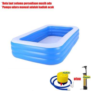 Kolam Renang Anak Jumbo 3Rings Kolam Renang Keluarga Tiup biru1.5m+Pompa