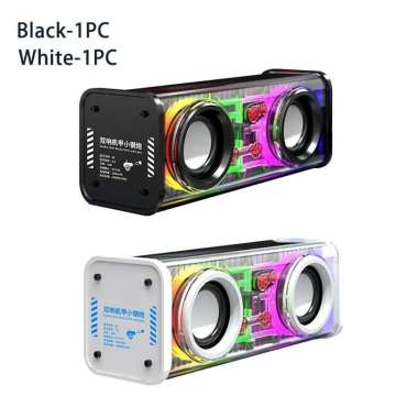 V8 Dual-Horn Transparent Mech Speaker Bluetooth Soundbar RGB LED Light 10W-Black-White