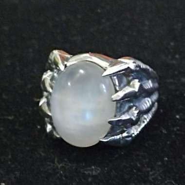 Cincin ring perak silver bali 925 ukir Tangan Cakar Batu Natural Rose quartz Rainbow stone wanita pr