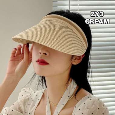 VERISY Topi Pantai Wanita Korea Rajut Kain Paper Cap Golf Sport Outdoor Visor Anti UV Adjustable Imp