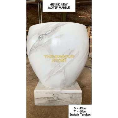 GENTONG AIR BAK MANDI MODEL GENUK BARU TYPE 50 MORIF MARBLE WARNA PUTIH TERAZO GENTONG SEMEN TERAZZO