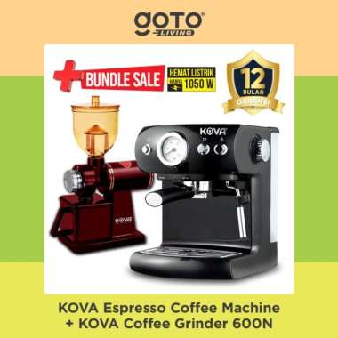 BUNDLING KOVA ESPRESSO MAKER DAN KOVA SYLUS DIGITAL COFFEE GRINDER - LORENA RED 600N X E01
