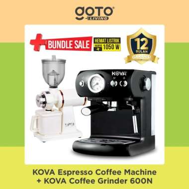 BUNDLING KOVA ESPRESSO MAKER DAN KOVA SYLUS DIGITAL COFFEE GRINDER - LORENA WHITE600N X E01