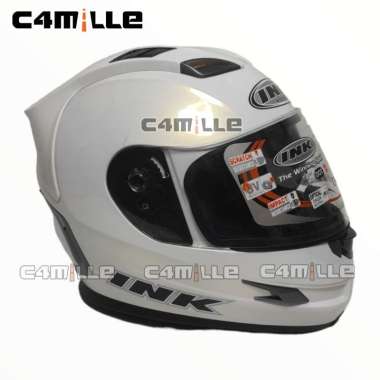 HELM INK STEALTH SOLID WHITE PEARL GOLD DOUBLE VISOR FULL FACE M