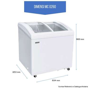 Chest Freezer / Freezer Box Kaca Modena MC 0260 W 260Liter