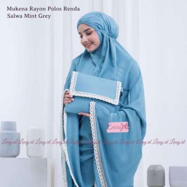 Jumuna - Mukena Dewasa Rayon Renda Salwa MINT GREY