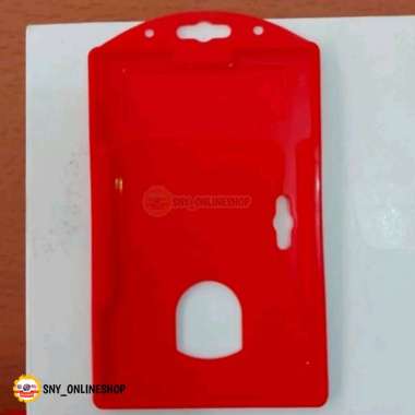 10pcs ID Card Holder Tempat Frame ID Card Casing Name Tag Plastik Merah