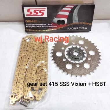 Gear Set SSS 415 Vixion OLD / New Vixion / NVA / NVL & Rantai HSBT Gold