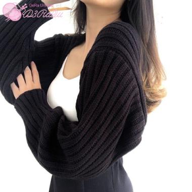 DeRa UniQue Liam Oversize Crop Bolero Cardigan PREMIUM Hitam
