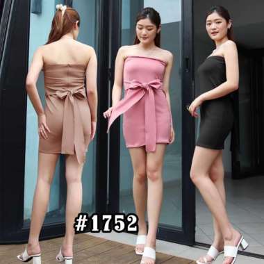 1752 Mini Dress/Kemben Sexy/Baju Pesta/Dress Sexy/Dress Korea/Scuba Hitam