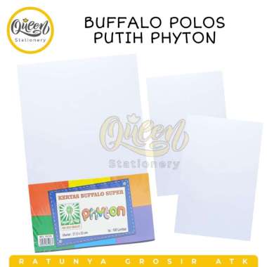 1 PACK (100 LEMBAR) KERTAS BUFFALO POLOS PHYTON / KERTAS COVER JILID/ PUTIH 005406