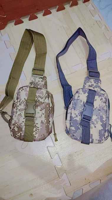 TAS SELEMPANG PRIA MOTIF ARMY / TAS PINGGANG TAS DADA - IMPORT biru loreng
