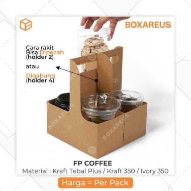 Cup Holder Kopi Box Takeaway Botol Almond Kale Packaging Jar Toples | FP Coffee Coklat, Kraft Tebal