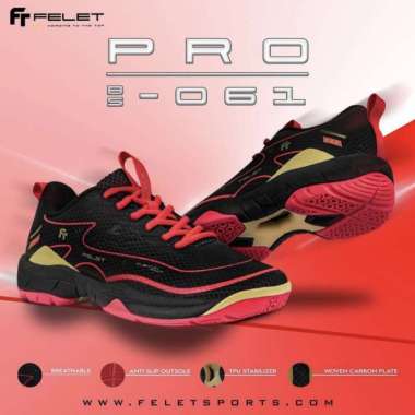 Sepatu Badminton Felet Pro BS 061 Black Original