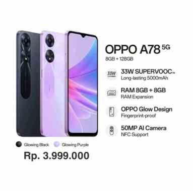 OPPO A78 5G RAM 8/128GB GARANSI RESMI